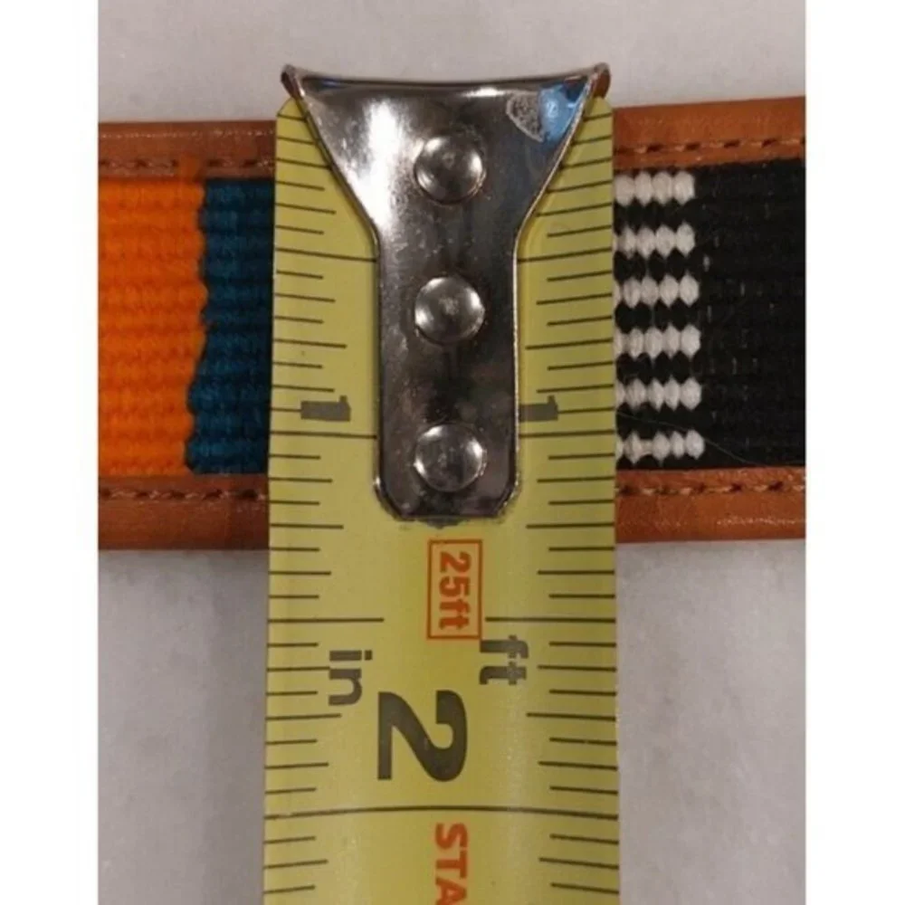Vintage Leather Multicolor Hand Woven Weave Aztec Boho Belt 30